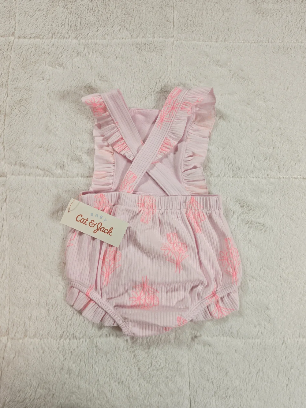 Cat & Jack Light Pink Ruffle Floral Baby Romper(OBX-09,OBX-10)